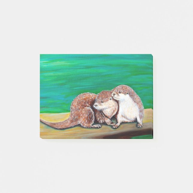 Otter Best Friends Painting Post-it Notes (Front)