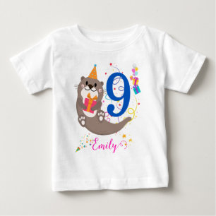 Otter Birthday Girl Party Colourful Balloons Theme Baby T-Shirt