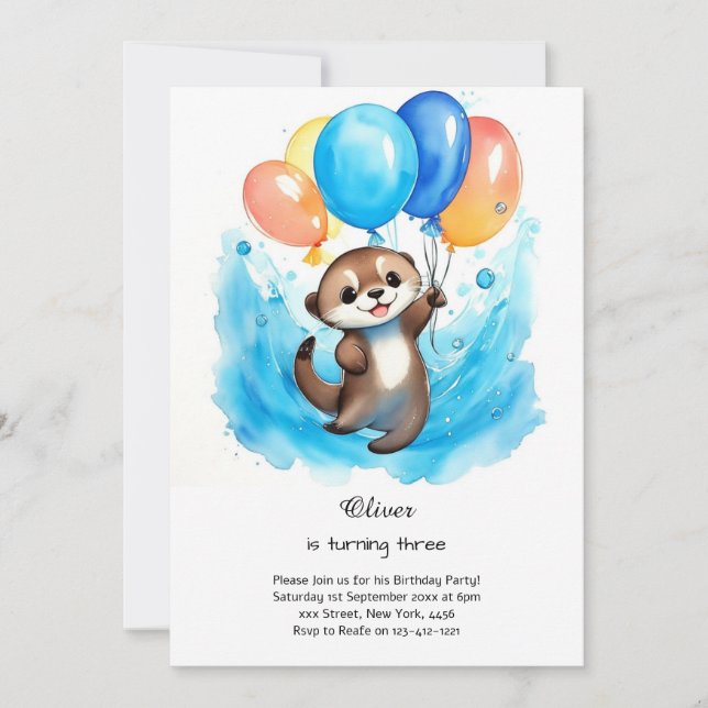Otter Birthday Invitation (Front)