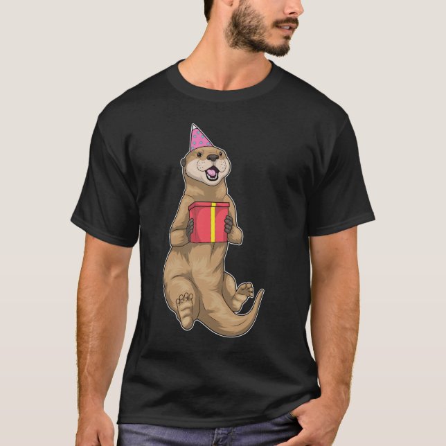 Otter Birthday Party hat T-Shirt (Front)