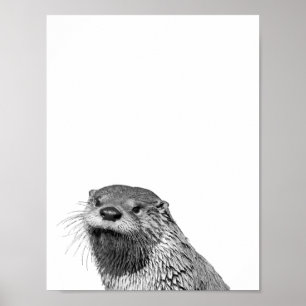 Otter Black White  Cabin Nursery Photo Poster