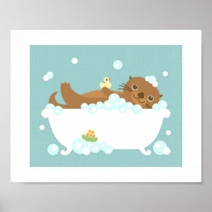 Otter Bubble Bath Poster Print