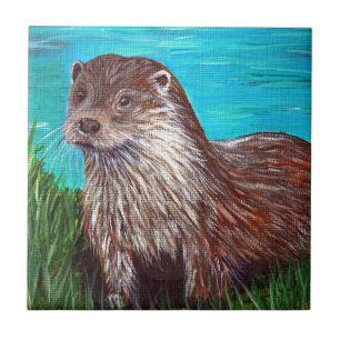 Otter by a River Tile