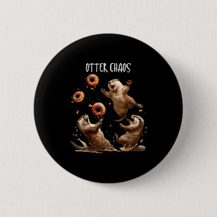 Otter Chaos Funny Bagel Fighting Sea Otters Pun An 6 Cm Round Badge