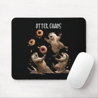 Otter Chaos Funny Bagel Fighting Sea Otters Pun An