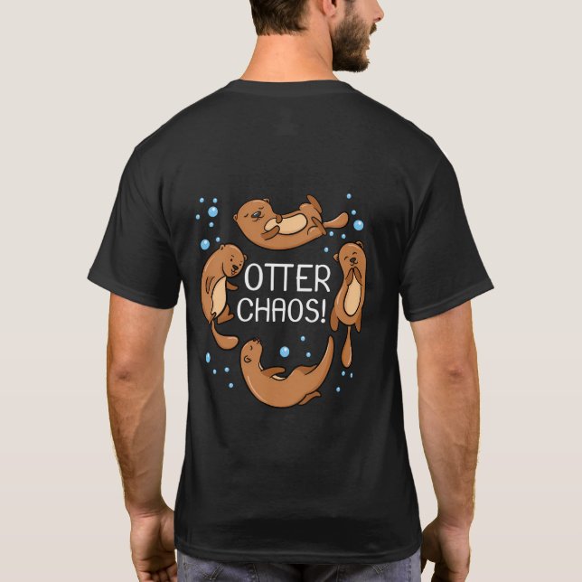 Otter Chaos Gift For Kids Cute Sleeping Pajama Nov T-Shirt (Back)