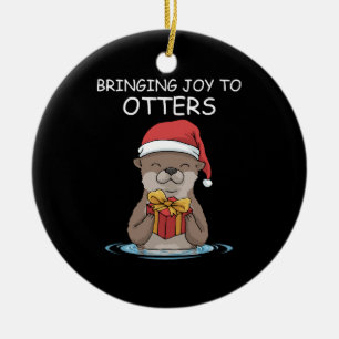 Otter Christmas Funny Christmas Gift Ceramic Tree Decoration