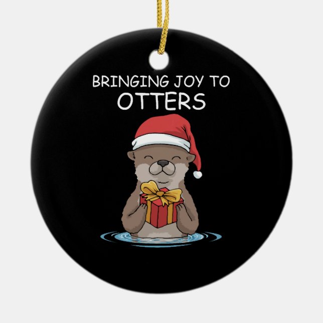 Otter Christmas Funny Christmas Gift Ceramic Tree Decoration (Front)