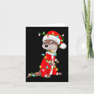 Otter Christmas Lights Santa Costume Cute Animal X Card