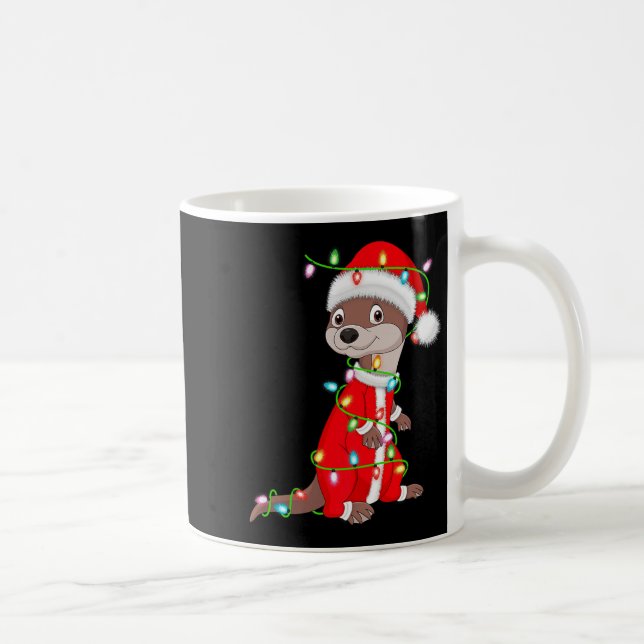 Otter Christmas Lights Santa Costume Cute Animal X Coffee Mug (Right)