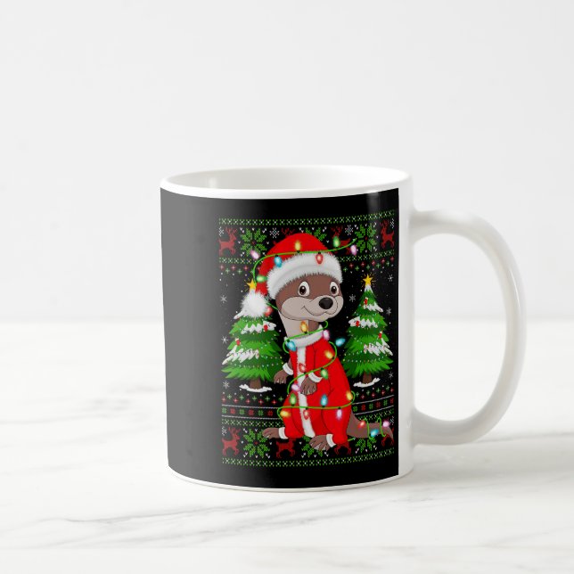 Otter Christmas Lights Santa Costume Ugly Xmas Swe Coffee Mug (Right)