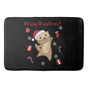 Otter Christmas Snow Winter Animals Otter Bath Mat