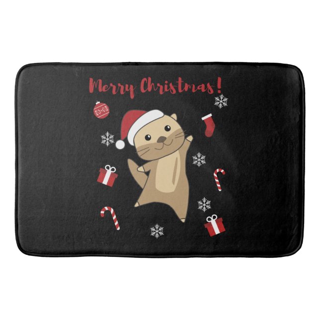 Otter Christmas Snow Winter Animals Otter Bath Mat (Front)