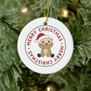 Otter Christmas Snow Winter Animals Otter Ceramic  Tree Decoration