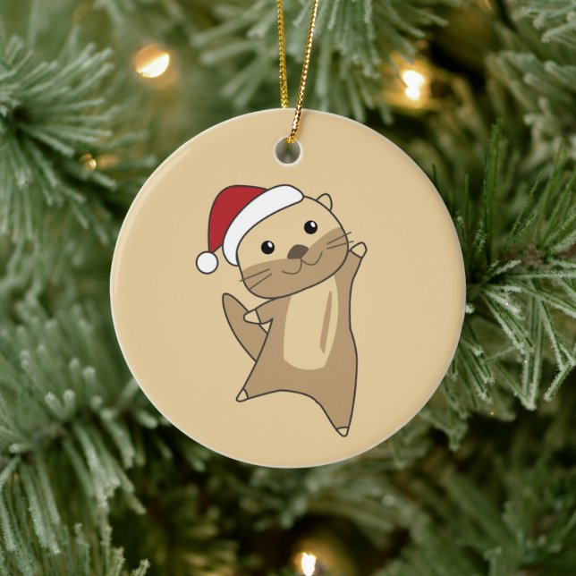 Otter Christmas Snow Winter Animals Otter Ceramic  Tree Decoration (Tree)