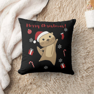 Otter Christmas Snow Winter Animals Otter Cushion