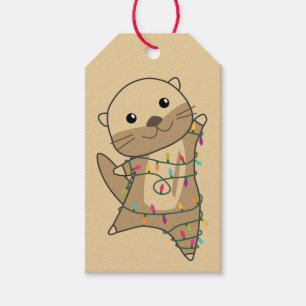 Otter Christmas Snow Winter Animals Otter Gift Tag