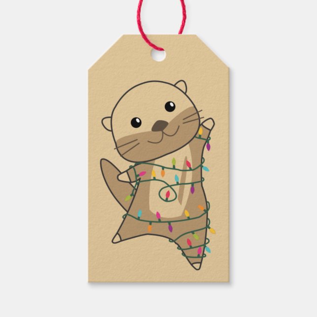Otter Christmas Snow Winter Animals Otter Gift Tag (Front)