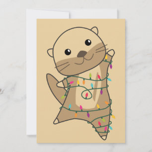 Otter Christmas Snow Winter Animals Otter Holiday  Card