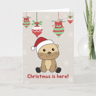Otter Christmas Snow Winter Animals Otter Holiday  Card