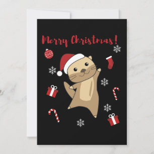 Otter Christmas Snow Winter Animals Otter Holiday Card