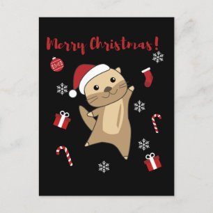 Otter Christmas Snow Winter Animals Otter Holiday Postcard