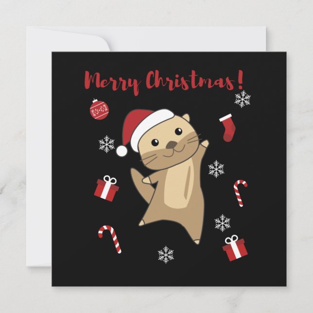 Otter Christmas Snow Winter Animals Otter Invitation (Front)