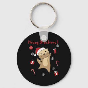 Otter Christmas Snow Winter Animals Otter Key Ring