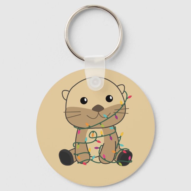 Otter Christmas Snow Winter Animals Otter Keychain (Front)