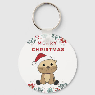 Otter Christmas Snow Winter Animals Otter Keychain