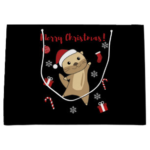 Otter Christmas Snow Winter Animals Otter Large Gift Bag