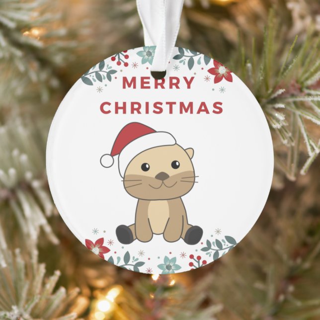 Otter Christmas Snow Winter Animals Otter Ornament (Tree)
