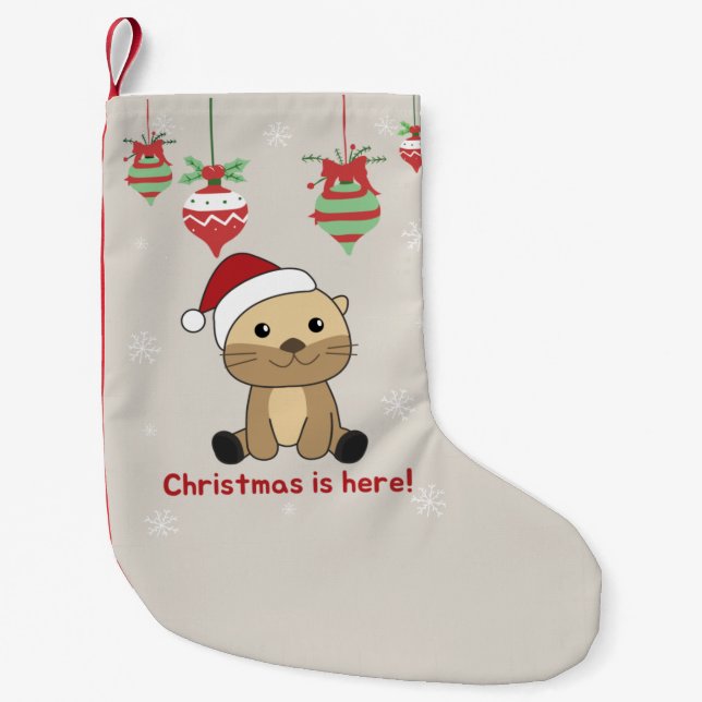 Otter Christmas Snow Winter Animals Otter Small Ch Small Christmas Stocking (Front)