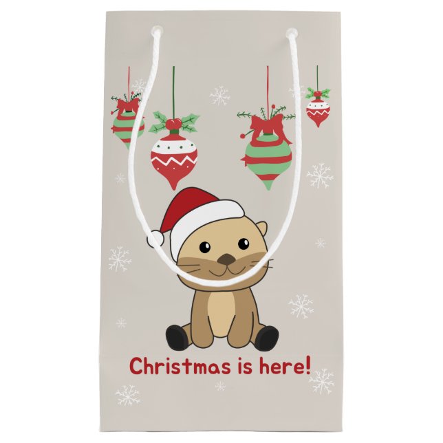 Otter Christmas Snow Winter Animals Otter Small Gi Gift Bag (Front)
