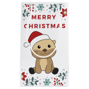 Otter Christmas Snow Winter Animals Otter Small Gi Gift Bag