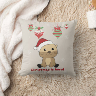 Otter Christmas Snow Winter Animals Otter Throw Pi Cushion