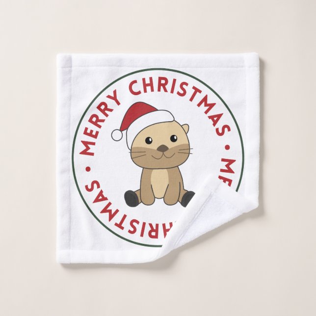 Otter Christmas Snow Winter Animals Otter Wash Clo Wash Cloth (Wash Cloth)