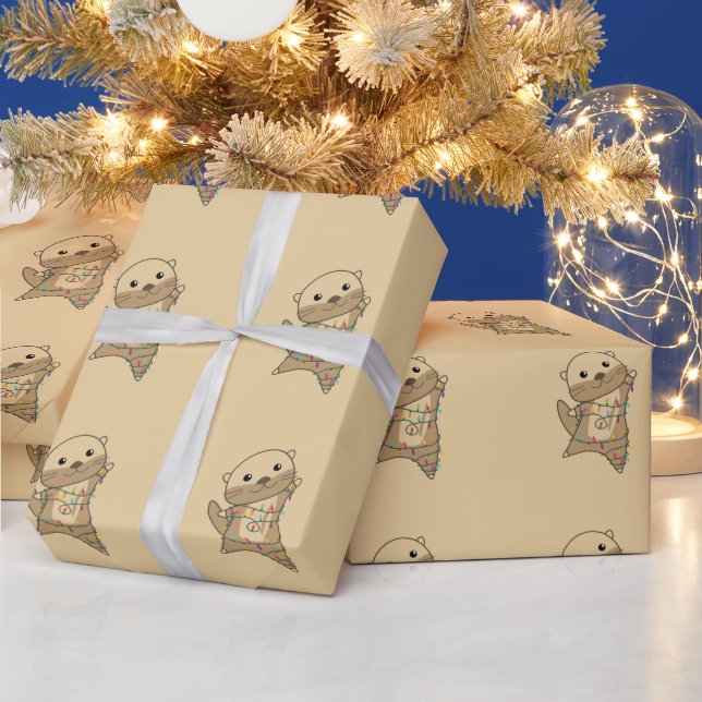 Otter Christmas Snow Winter Animals Otter Wrapping Wrapping Paper (Holidays)