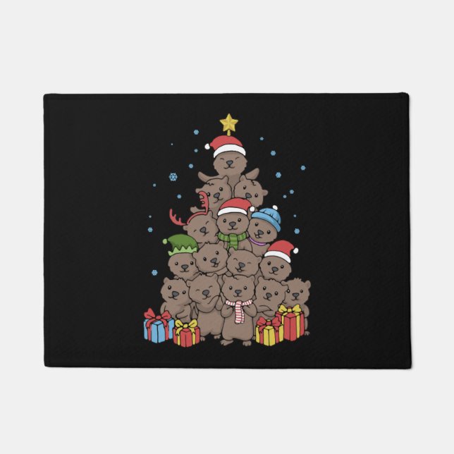 Otter Christmas Tree Funny Christmas Gift Doormat (Front)
