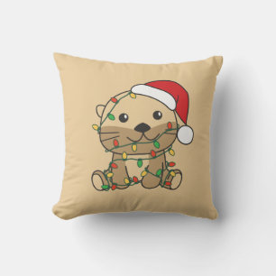 Otter Christmas Winter Animals Holiday Otters Cushion