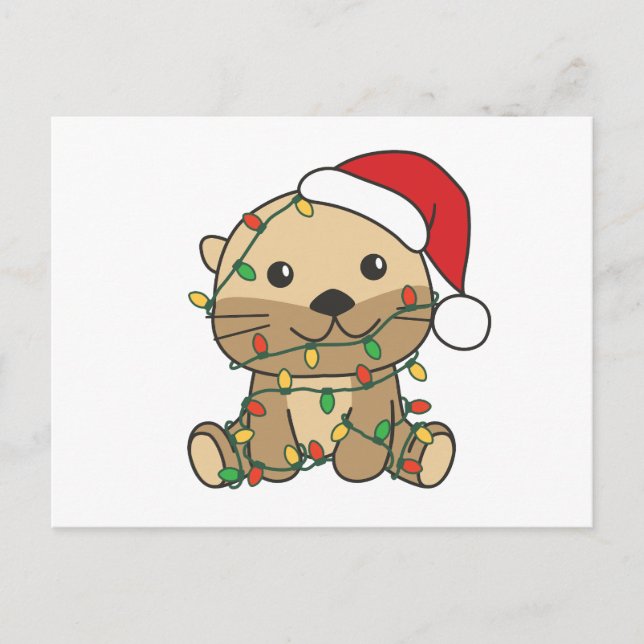 Otter Christmas Winter Animals Holiday Otters Postcard (Front)