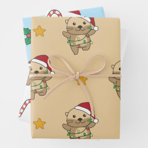 Otter Christmas Winter Animals Holiday Otters Wrapping Paper Sheet