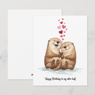 Otter Couple Birthday Card Cute Romantic Love