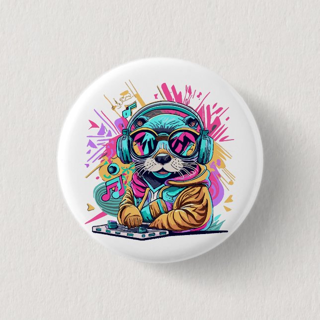 otter Dj 90s vibes 3 Cm Round Badge (Front)
