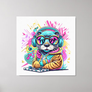 otter Dj 90s vibes Canvas Print