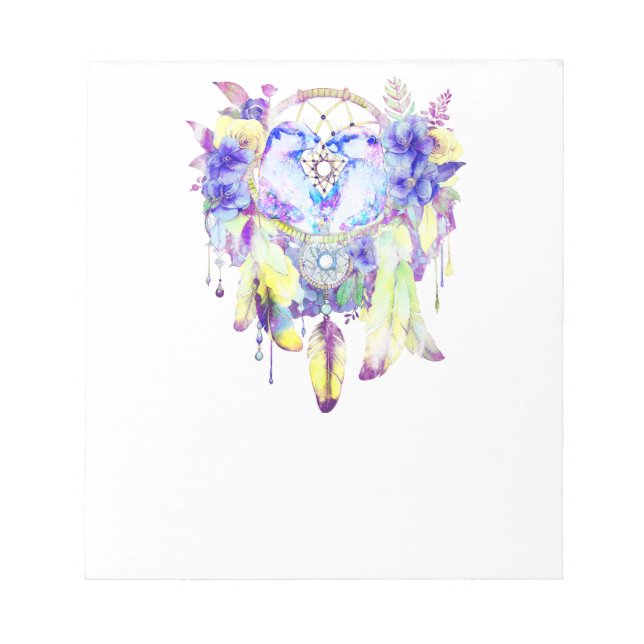 Otter Dreamcatcher Blue Yellow Floral Notepad (Front)