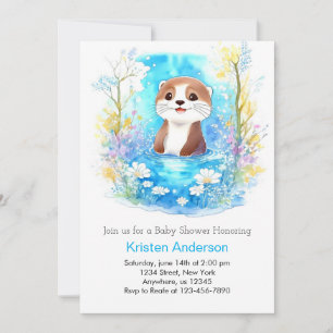 Otter Dreamscape Blue Boy Baby Shower Invitation