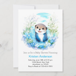 Otter Dreamscape Boy Baby Shower Invitation