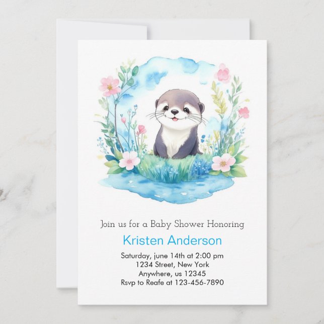 Otter Dreamscape Oasis Boy Baby Shower Invitation (Front)