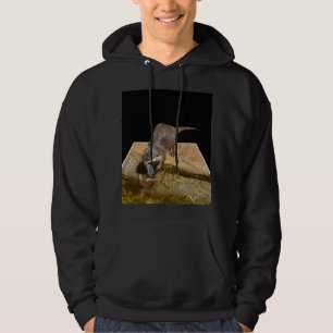 Otter Eating Fish, Mens Black Sweatshirt